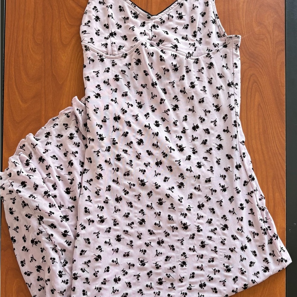Motel Rocks Cotina Midi Dress Lilac Flower Buds Black Flock